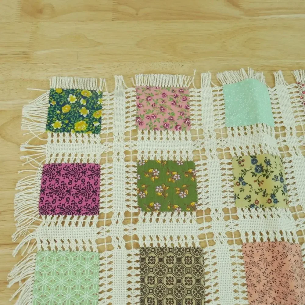 Vintage Handmade Placemat Set of 4 Multicolor Granny Cottage Patchwork‎ Country